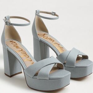 NWT Sam Edelman Jullian Platform Dress Blue Denim Sandal sz 7
